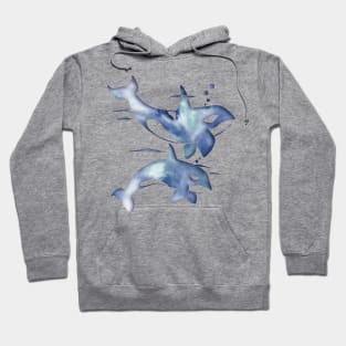 Blue Sea Orca Whales Hoodie